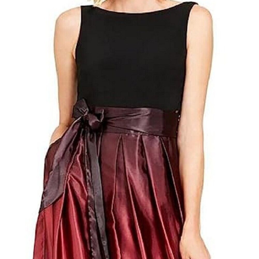 SL FASHIONS Ombré Satin Bow Sash Gown - Picture 2 of 4